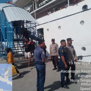 Polsek Kawasan Pelabuhan Laut Bima Amankan Embarkasi dan Debarkasi Kapal KM. AWU